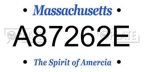 A87262E Massachusetts License Plate