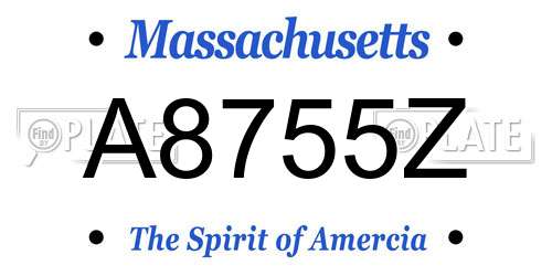 A8755Z Massachusetts License Plate