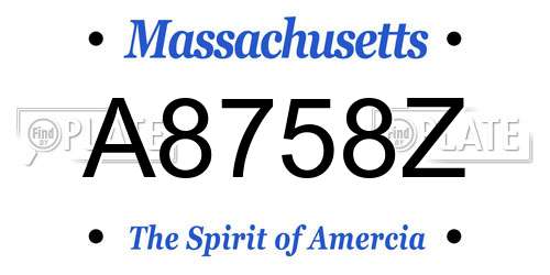 A8758Z Massachusetts License Plate