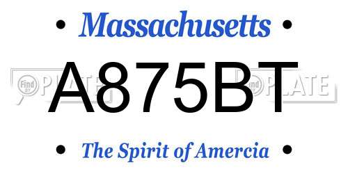 A875BT Massachusetts License Plate