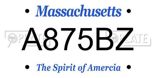 A875BZ Massachusetts License Plate