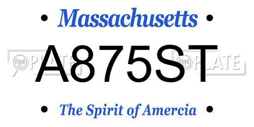 A875ST Massachusetts License Plate
