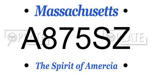A875SZ Massachusetts License Plate