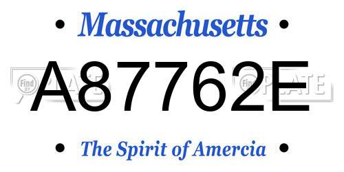A87762E Massachusetts License Plate