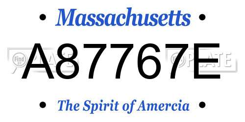 A87767E Massachusetts License Plate