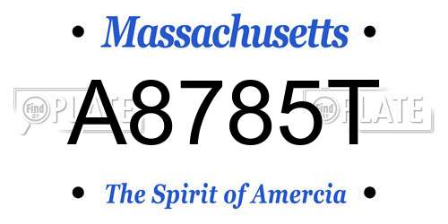 A8785T Massachusetts License Plate