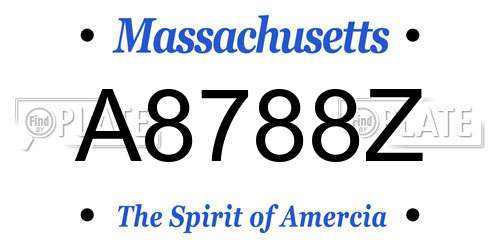 A8788Z Massachusetts License Plate