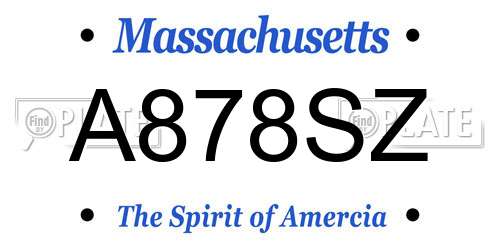 A878SZ Massachusetts License Plate