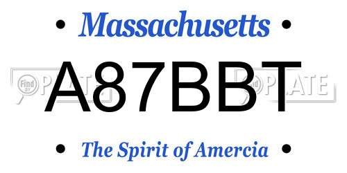 A87BBT Massachusetts License Plate