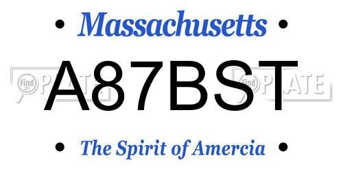A87BST Massachusetts License Plate
