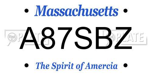 A87SBZ Massachusetts License Plate