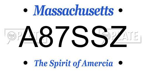 A87SSZ Massachusetts License Plate