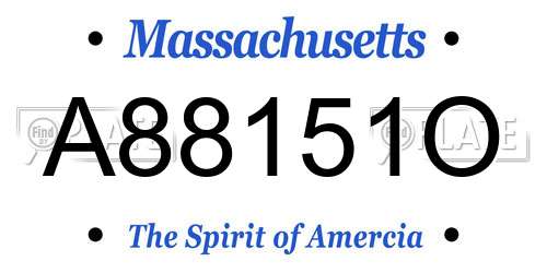 A88151O Massachusetts License Plate