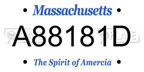 A88181D Massachusetts License Plate