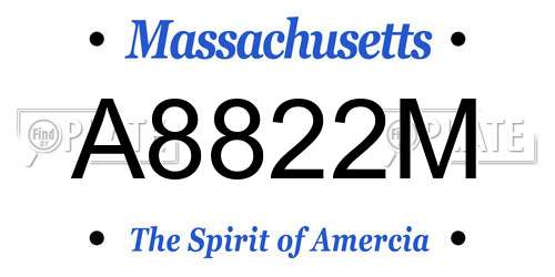 A8822M Massachusetts License Plate