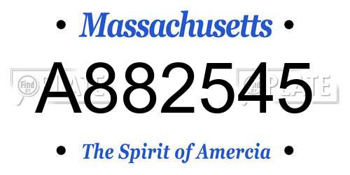 A882545 Massachusetts License Plate