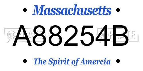 A88254B Massachusetts License Plate