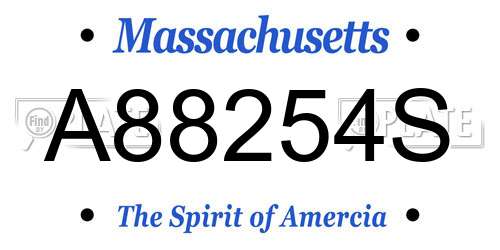 A88254S Massachusetts License Plate