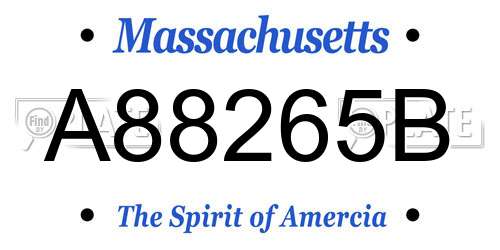 A88265B Massachusetts License Plate