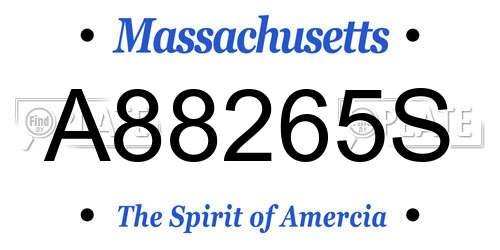 A88265S Massachusetts License Plate