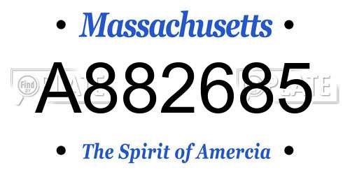 A882685 Massachusetts License Plate