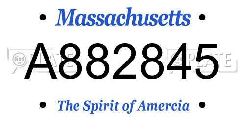 A882845 Massachusetts License Plate