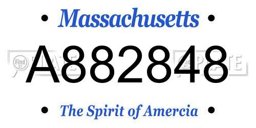 A882848 Massachusetts License Plate