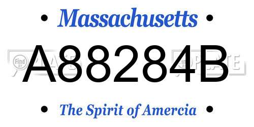 A88284B Massachusetts License Plate