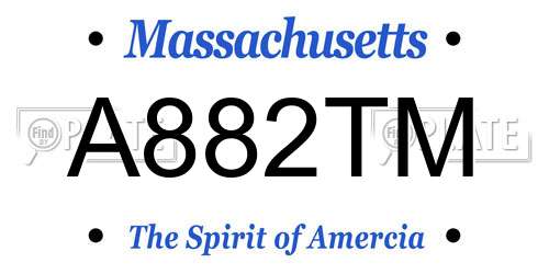 A882TM Massachusetts License Plate