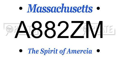 A882ZM Massachusetts License Plate