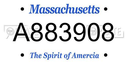 A883908 Massachusetts License Plate
