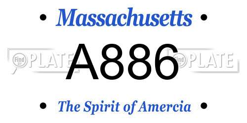 A886 Massachusetts License Plate