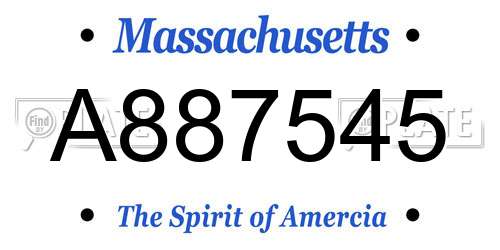 A887545 Massachusetts License Plate