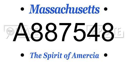 A887548 Massachusetts License Plate