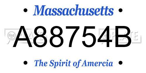 A88754B Massachusetts License Plate