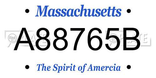 A88765B Massachusetts License Plate