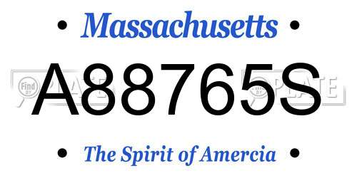 A88765S Massachusetts License Plate