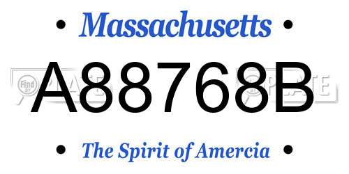 A88768B Massachusetts License Plate