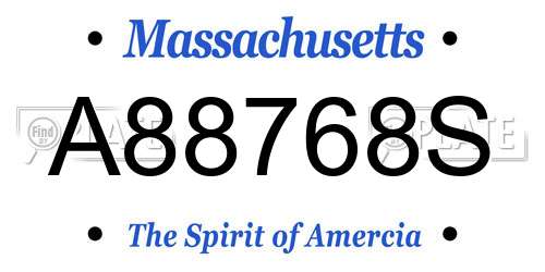 A88768S Massachusetts License Plate