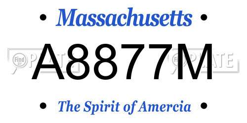 A8877M Massachusetts License Plate