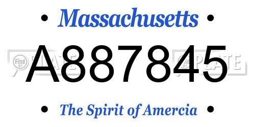 A887845 Massachusetts License Plate