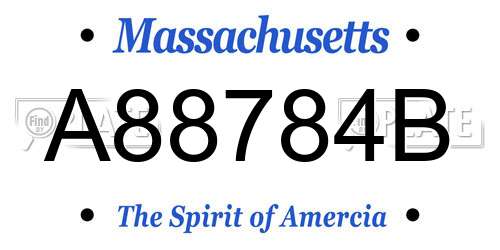 A88784B Massachusetts License Plate