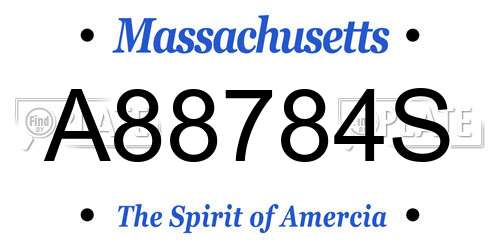 A88784S Massachusetts License Plate