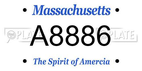 A8886 Massachusetts License Plate