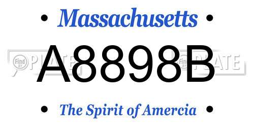A8898B Massachusetts License Plate