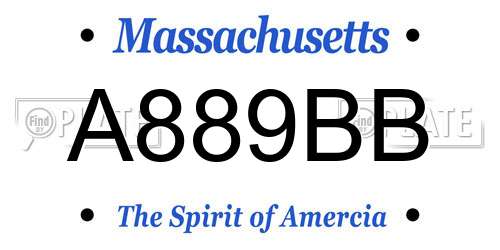 A889BB Massachusetts License Plate