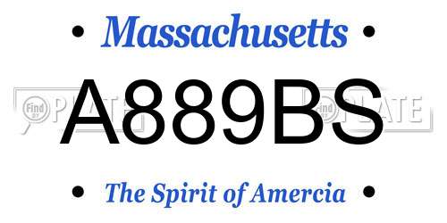 A889BS Massachusetts License Plate