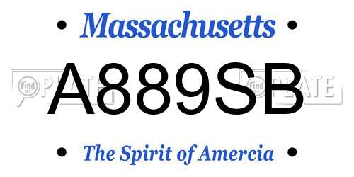 A889SB Massachusetts License Plate