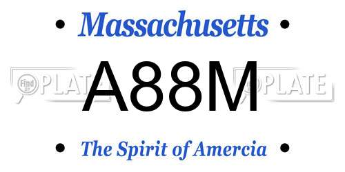 A88M Massachusetts License Plate