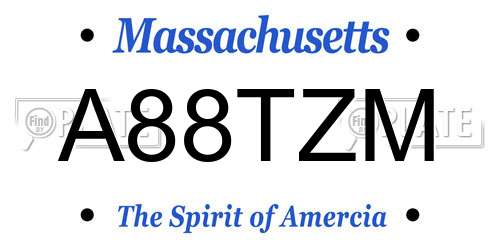 A88TZM Massachusetts License Plate